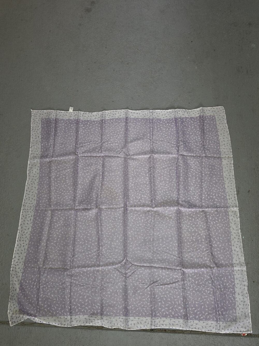 Vintage Cotton Lavender Scarf With Leaves 100% Cotton Made In India